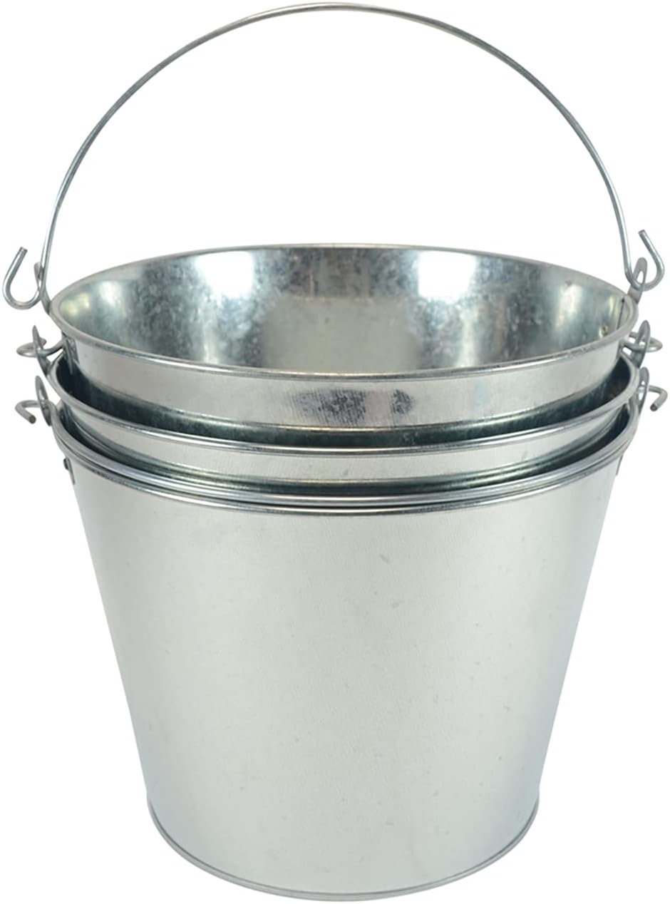 5-Quart Galvanized Pail Beer Bucket 9x9x7 inches (Pack of 3)