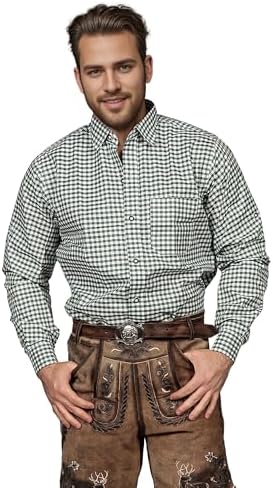 Gentry Choice Mens Oktoberfest Shirts Bavarian Lederhosen Shirt Button Down Long Sleeve Checkered German Outfit Dress Shirt
