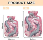 Hot Water Bottle with Cover 2L Warm Water Bottle for Hot and Cold Compress Hot and Cold Therapies,Hand Feet Warmer,Dragon