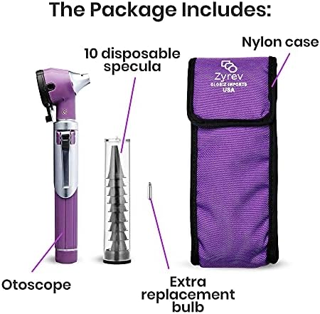 Zyrev ZetaLife Otoscope - Ear Scope with Light, Ear Infection Detector, Pocket Size (Purple Color)