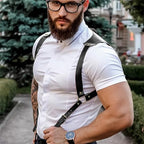 Harness Belt Costume for Men, Men's Pu Leather Body Chest Sexy Body Harness Belt Adjustable Buckle Clothes Outfits, Nightclub Cosplay Clubwear