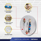 Palmer Safety Vertical Lifeline Assembly - 50FT Rope Harness Safety Lanyard with Rope Grab - Fall Protection Kit