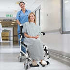 GYMAX 4-in-1 Bedside Commode, Shower Chair with Lockable Wheels, Height Adjustable Rolling Toilet Chair with Detachable Bucket, Portable Handicap Transport Wheelchair for Adult, Disabled, Elderly