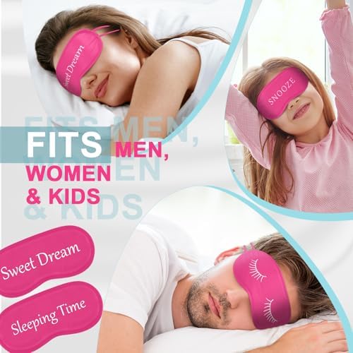 Eurzom 20 Pieces Funny Sleeping Eye Mask Bulk with Adjustable Strap Sleep Blackout Eye Mask for Night Blindfold Cover for Spa Women Men Adult Pajama Party Favors(Rose Red)