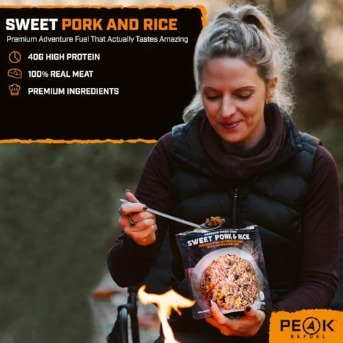 Peak Refuel Sweet Pork & Rice | Premium Freeze Dried Camping Food | Backpacking & Hiking MRE Meals | Just Add Water | 100% Real Meat | 40g of Protein | 2 Serving Pouch