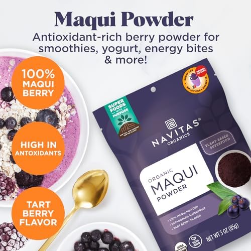 Navitas Organics Maqui Powder, 3 oz. Pouch, 17 Servings — Organic, Non-GMO, Freeze-Dried, Gluten-Free