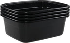 4-Pack 14 Quart Wash Basin, Multi Purpose Wash Tub, Rectangular Plastic Dish Pan, Black
