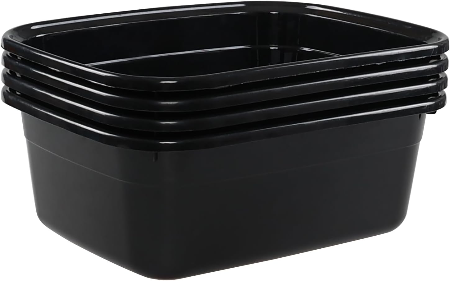 4-Pack 14 Quart Wash Basin, Multi Purpose Wash Tub, Rectangular Plastic Dish Pan, Black