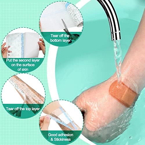 Nuanchu 9 Rolls Tattoo Aftercare Bandage Waterproof Transparent Stretch Adhesive Bandages Tape Clear Tattoo Film Wrap for Swimming, 3 Sizes(6 Inch, 8 Inch, 10 Inch Wide)