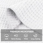 HOMEXCEL Waffle Weave Microfiber Towel, 10 Pack Lint Free Cleaning Rags, 12 x 12 Inches Barista Towels, Reusable Microfiber Cleaning Cloth for Household, Kitchen, Glass and Window, White