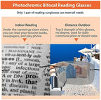 K.LAVER Photochromic Bifocal Reading Glasses Anti-blue Light Glasses Rimless Transition Sunglasses Women Men Sun Readers