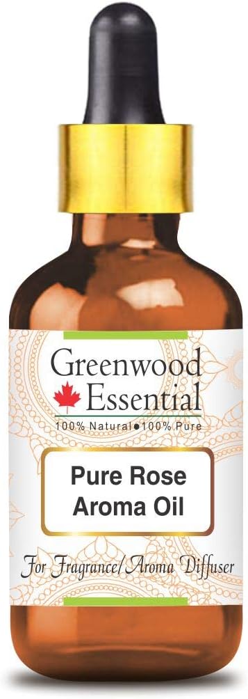 Greenwood Essential Pure Rose Aroma Oil (Suitable for Aroma Diffuser) with Glass Dropper 100% Natural Therapeutic Grade 100ml (3.38 oz)