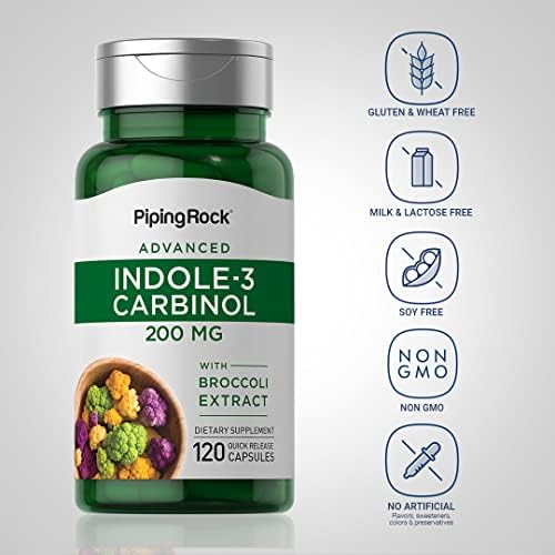 Piping Rock Indole 3 Carbinol | 200mg | 120 Capsules | I3C with Broccoli Extract | Non-GMO, Gluten Free Supplement