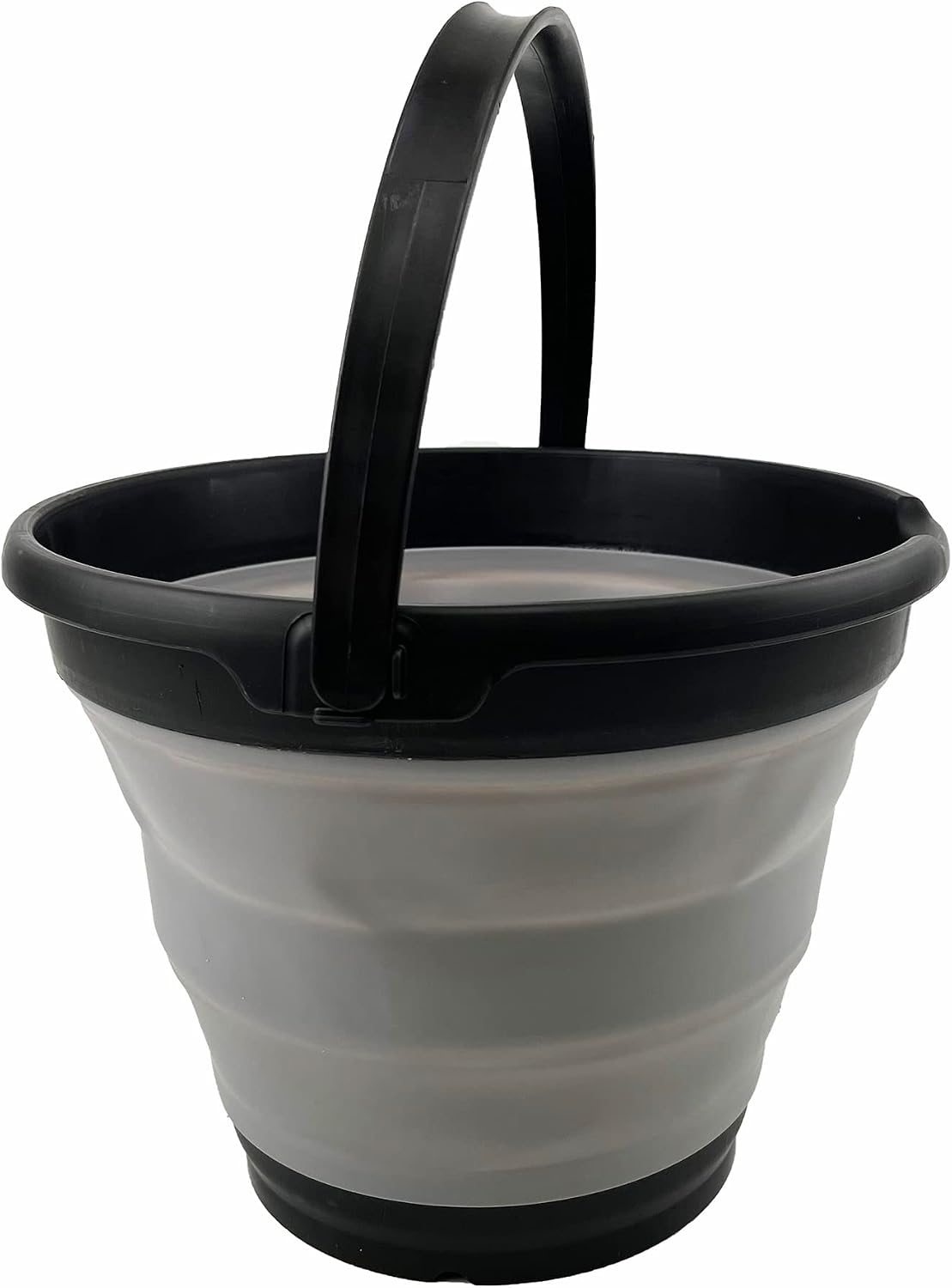 SAMMART 10L (2.6 Gallon) Collapsible Plastic Bucket - Foldable Round Tub - Portable Fishing Water Pail - Space Saving Outdoor Waterpot. Size 31cm Dia (Black/Alloy Grey)