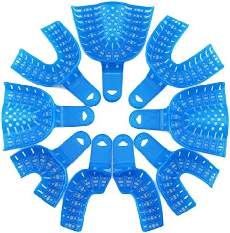 Dental Impression Trays Blue Plastic Denture Instrument 9pcs