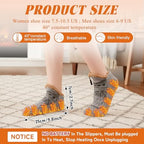 Electric Heated Fleece Socks for Men Women, Winter USB Heating Socks Foot Heater Anti-Slip Thermal Indoor Footwear Foot Warmer Fit for Women's 7.5-10.5 Men's 6-9