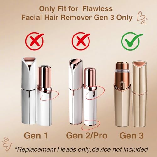 Gen 3 Replacement Heads for Flawless Facial Hair Remover,Razor Heads Compatible with Finishing Touch Flawless Facial Hair Remover,Shaver Head Replacement Blades for Facial Hair Removal for Women