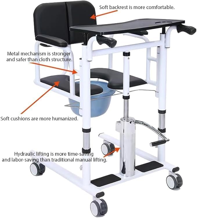 Patient Lift Transfer Chair, Patient Lift Wheelchair for Home,Lightweight Bedside Bathroom Wheelchair for Caregivers Elderly Living (Style)