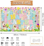 AIBIIN Happy Easter Backdrop Cute Bunny Rabbit Happy Easter Banner Spring Grass Colorful Egg Party Background Supplies Photo Booth Prop 70.8 x 43.3 inch