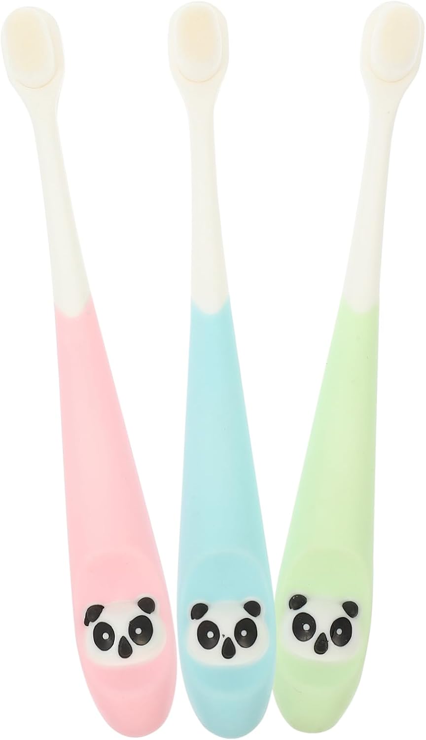 Beaupretty 3Pcs Toothbrush Ergonomic Handle Soft Bristles Comfortable Grip Cartoon Design for Daily Teeth Cleaning Random Color