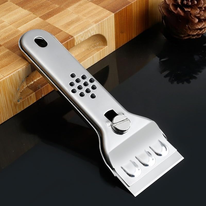 1 PC Stainless Steel Cleaning Scraper, Multi-Use Tool for Removing Stubborn Dirt (Silvery)