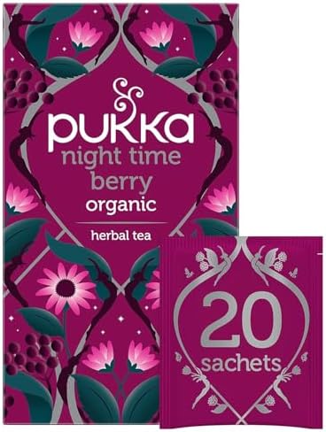 Pukka Night Time Berry Organic Herbal Tea, Soothing Infusion With Chamomile, Lavender & Elderberry, Tea Gift Set For Bedtime Relaxation, Caffeine Free, 80 Total Bags (20ct - Pack of 4)