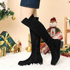 Allegra K Women's Side Zipper Chunky Heels Knee High Boots