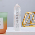 AtkitS 7-8cm Natural Amethyst Point Tower Phase of The Moon Symbol Crystal Wand Rose Quartz Eclipse Crystal Column Home Dec (Color : Clear Quartz)