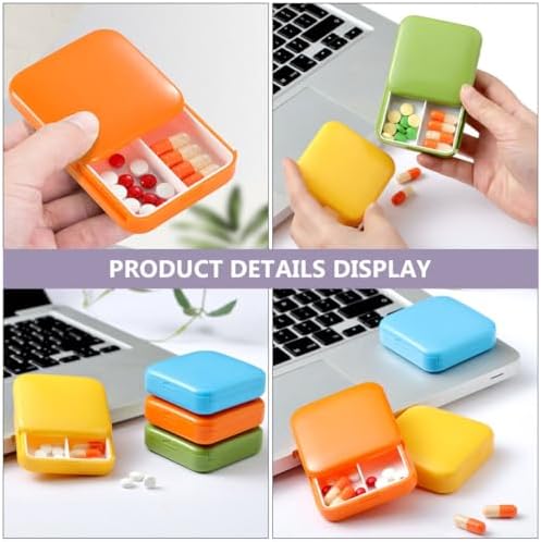 SHOWERORO 2-Grid Travel Pill Organizer 4pcs Medicine Storage Containers with Slide Lid, Portable Medication Holder for Supplements and Pills, Compact Daily Medicine Case for Travel