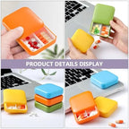 SHOWERORO 2-Grid Travel Pill Organizer 4pcs Medicine Storage Containers with Slide Lid, Portable Medication Holder for Supplements and Pills, Compact Daily Medicine Case for Travel