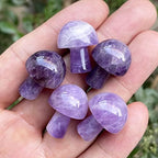 5Pcs Mini Mushroom Shaped Gemstone Statue Figurine, Carved Crystal Stone Mushrooms Crafts for Healing Chakra Reiki Balancing Home Decoration, Amethyst