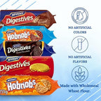 British Biscuits Variety Pack. Comes with Five McVities Assorted Favorites including 3 Digestives Biscuits, Milk Chocolate Hobnobs Biscuits, Ginger Nuts Biscuits plus a Snacko Fridge Magnet.