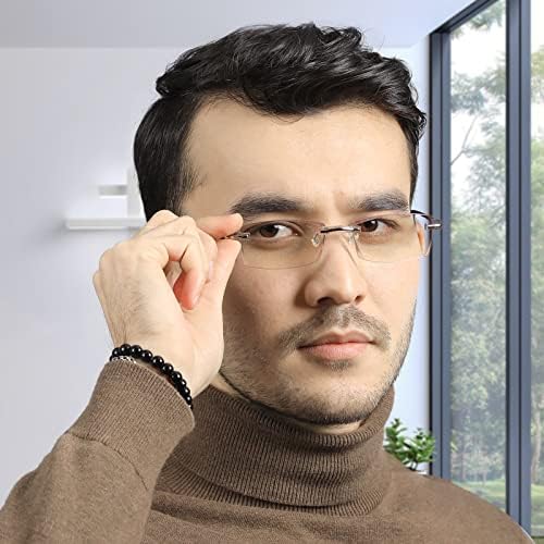 TERAISE Rimless Reading Glasses Fashion Diamond Cutting Design Anti-Fatigue Clear Lens Spectacle Readers for