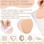 Cuffbow Metatarsal Pads for Women Men, 12 Pairs Ball of Foot Cushions, Soft Foam Adhesive Forefoot Pads for Metatarsalgia Pain Relief, Comfort Shoe Inserts for Walk Standing Working High Heels