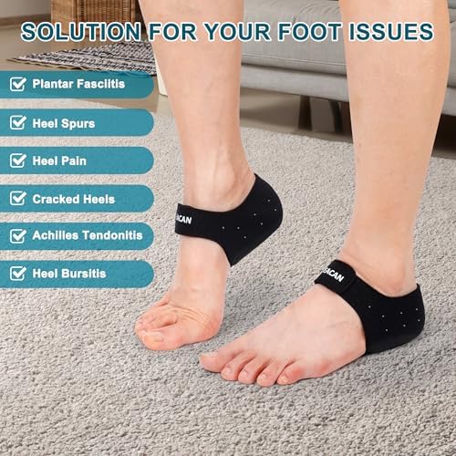 2 Pairs Plantar Fasciitis Heel Protectors, Heel Cups for Pain Relief & Achilles Tendonitis Support, Heel Cushion Inserts for Walking, Sports, Yoga, Home Use(W 9.5-13/M 8.5-14)
