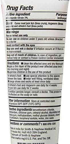 Smith & Nephew Secura 2% Miconazole Nitrate Cream Antifungal 3-1/4 oz. Tube