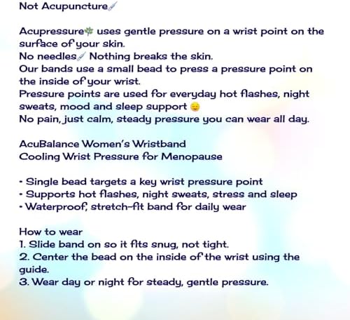 AcuBalance Women's Menopause Relief Wristband - Black Cooling Acupressure Bracelet for Hot Flashes, Sleep, Mood, and Daily Support - Stretch Slip-On Comfort