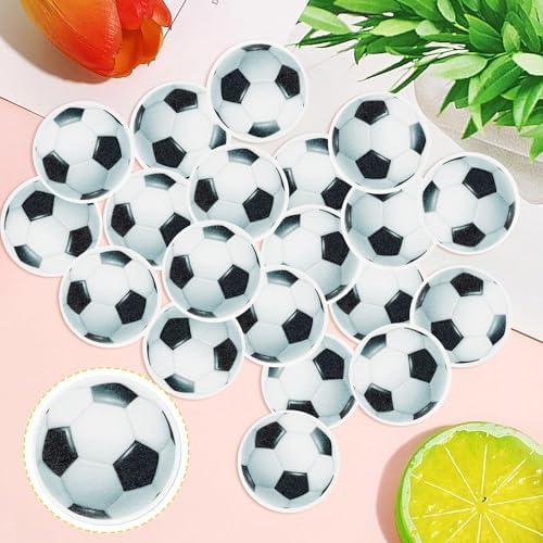 48 PCS Edible Soccer Ball Cupcake Toppers Wafer Paper Soccer Cupcake Picks Edible Football Cupcake Decorations for Sports Soccer Ball Theme Baby Shower Kids Birthday Party Cake Decoration Supplies