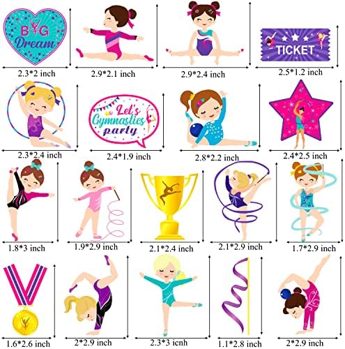 36Pcs Gymnastics Cupcake Toppers Gymnast Girl Cupcake Toppers Gymnastics Birthday Party Decorations for Girls Gymnastic Theme Birthday Party Baby Shower Supplies