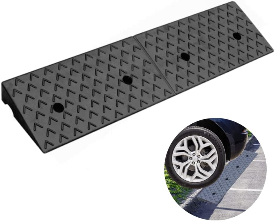 Nisorpa 2" Rise Rubber Curb Ramp Heavy Duty Threshold Ramp 10Ton Drive Ramps for Loading Cars Vehicles Truck Scooter Bike Motorcycle, 39.3"(L) x 9.8"(W) x 2"(H) Black