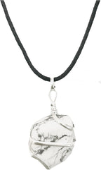 Raw White Howlite Crystal Healing Tumbled Gemstone Necklace Pendant Throat Chakra Calm Soothing Energy to Relax and Reduce Stress Jewelry Gift for Women Men