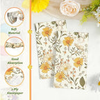 Homlouue Daisy Floral Napkins, 100PCS 3-Ply Disposable Hand Towels for Bathroom Guest, Floral Paper Napkins Decorative for Spring Summer Fall Party