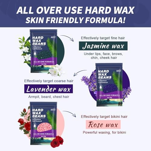 Waxing Kit for Women Men - Wax Kit for Hair Removal with Silicone Bowl,4 Bags Hard Waxing Beads and 30 Sticks - at Home Use Wax Warmer for Full Body, Bikini, Eyebrow, Face, Sensitive Skin