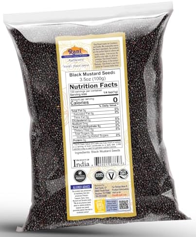 Rani Black Mustard Seeds Whole Spice (Kali Rai) 3.5oz (100g) ~ All Natural | Gluten Friendly | NON-GMO | Kosher | Vegan | Indian Origin