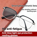 Black & Gold Semi-Rimless Crystal Clear Focus Reading Glasses for Men & Women-High-Definition Vision, Blue Light Filter