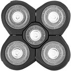 Universal Electric Beard Shaver 5 Blade Rotating Head, &, Removable & Washable Cutter Head, Replacement Accessory for a Cleaner, Faster Shave (Spare 5 Blades)
