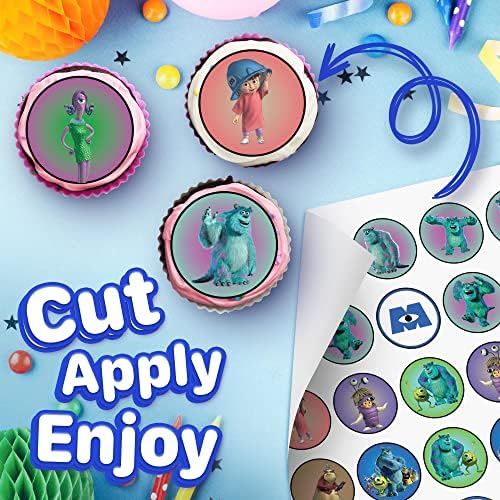 30 x Edible Cupcake Toppers – Friendly Monsters Inspired Collection of Edible Cake Decorations | Uncut Edible on Wafer Sheet