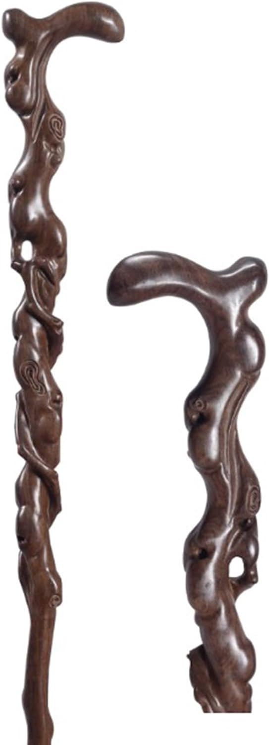 Handmade Retro Wood Cane - Exquisite Carved Wooden Walking Cane, Stylish Fashionable Crutch as Gift for Senior Parents,Fancy Walking Stick