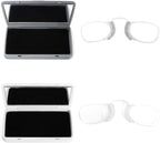 DXYXYO Armless Rimless Reading Glasses with Mirror Case, 2 Pack Clip On Thin Blue Light Blocking Readers for Men Women