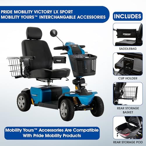 Pride Victory LX Sport + Accessories, Heavy Duty 4 Wheel Mobility Scooter for Adults and Seniors, Comfrot High Back Seating, 400 lb Capacity, LED Lighting, CTS Suspension, 8.6 MPH, Extended Warranty